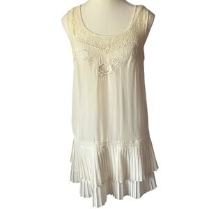 Forever 21 Women's S Ivory‎ Lace Dress Romantic Bohemian Floral Neutral